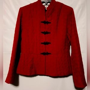 Nine & Company Petite Women's EUC Quilted Jacket, 6P, Red w/Black Buttons